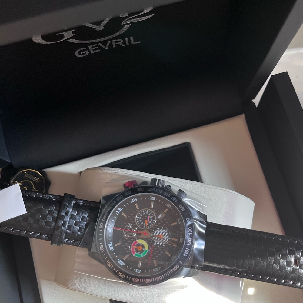 GV2 by Gevril
Men's Scuderia Black Leather Watch 45mm - Picture 8 of 14